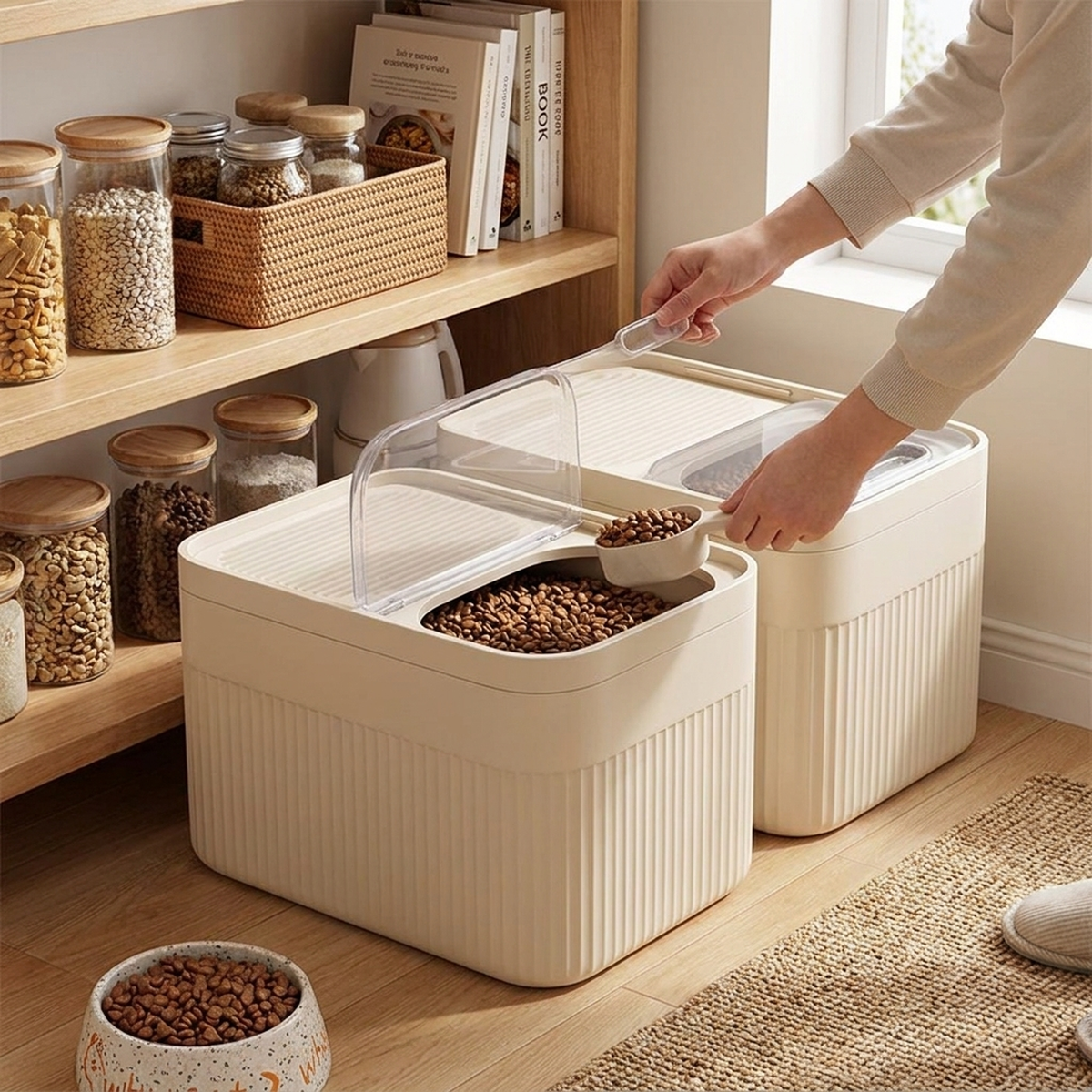 LISTINGOPT::kovosis::sealed-pet-food-storage-bin-for-lasting-freshness::02-inuse