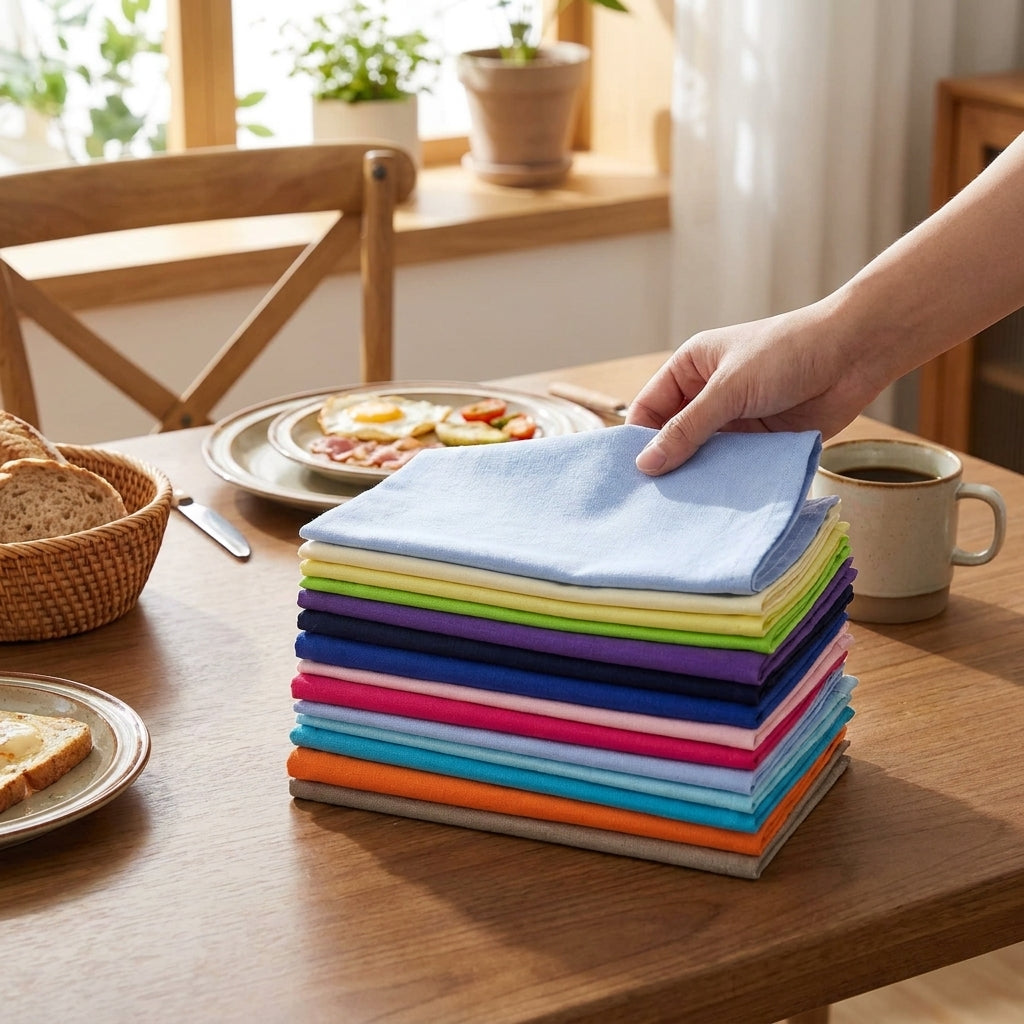 LISTINGOPT::kovosis::set-of-12-pcs-40x40cm-cotton-linen-blended-cloth-napkins-placemats-soft-dining-table-tea-towels-for-home-events-use::02-inuse