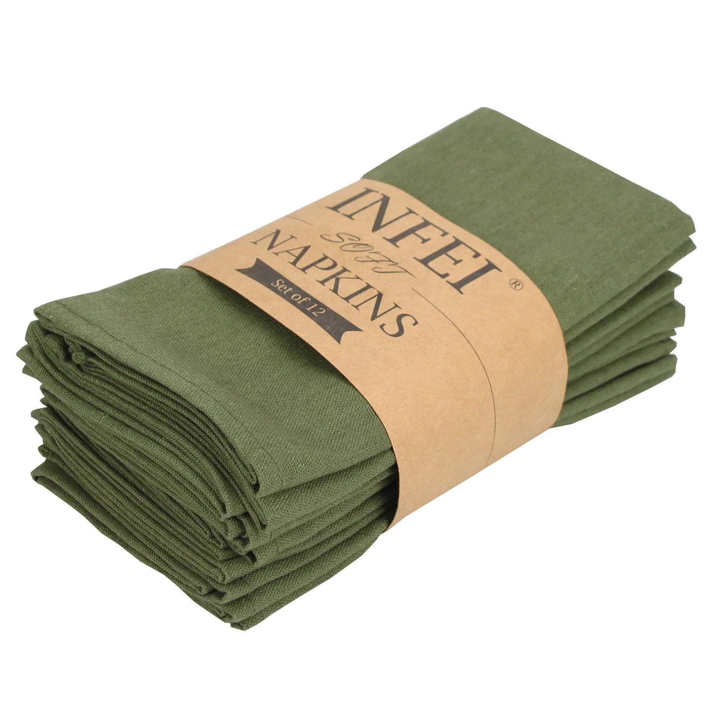 LISTINGOPT::kovosis::set-of-12-pcs-40x40cm-cotton-linen-blended-cloth-napkins-placemats-soft-dining-table-tea-towels-for-home-events-use::color-12-cj006-4040army