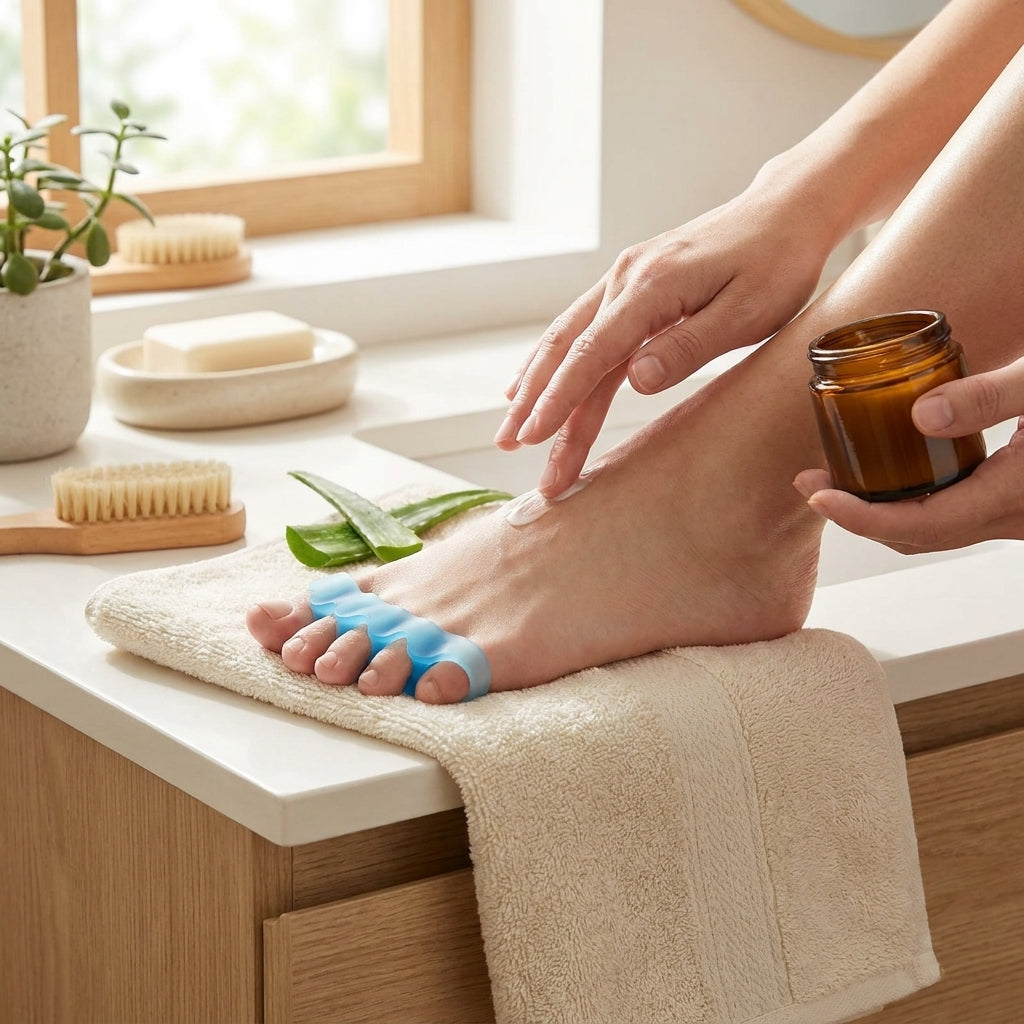 LISTINGOPT::kovosis::silicone-toe-separators-correcting-bunions-and-restoring-toes-toe-spreaders-toe-straightener-for-overlapping-toes-foot-care-tool::02-inuse