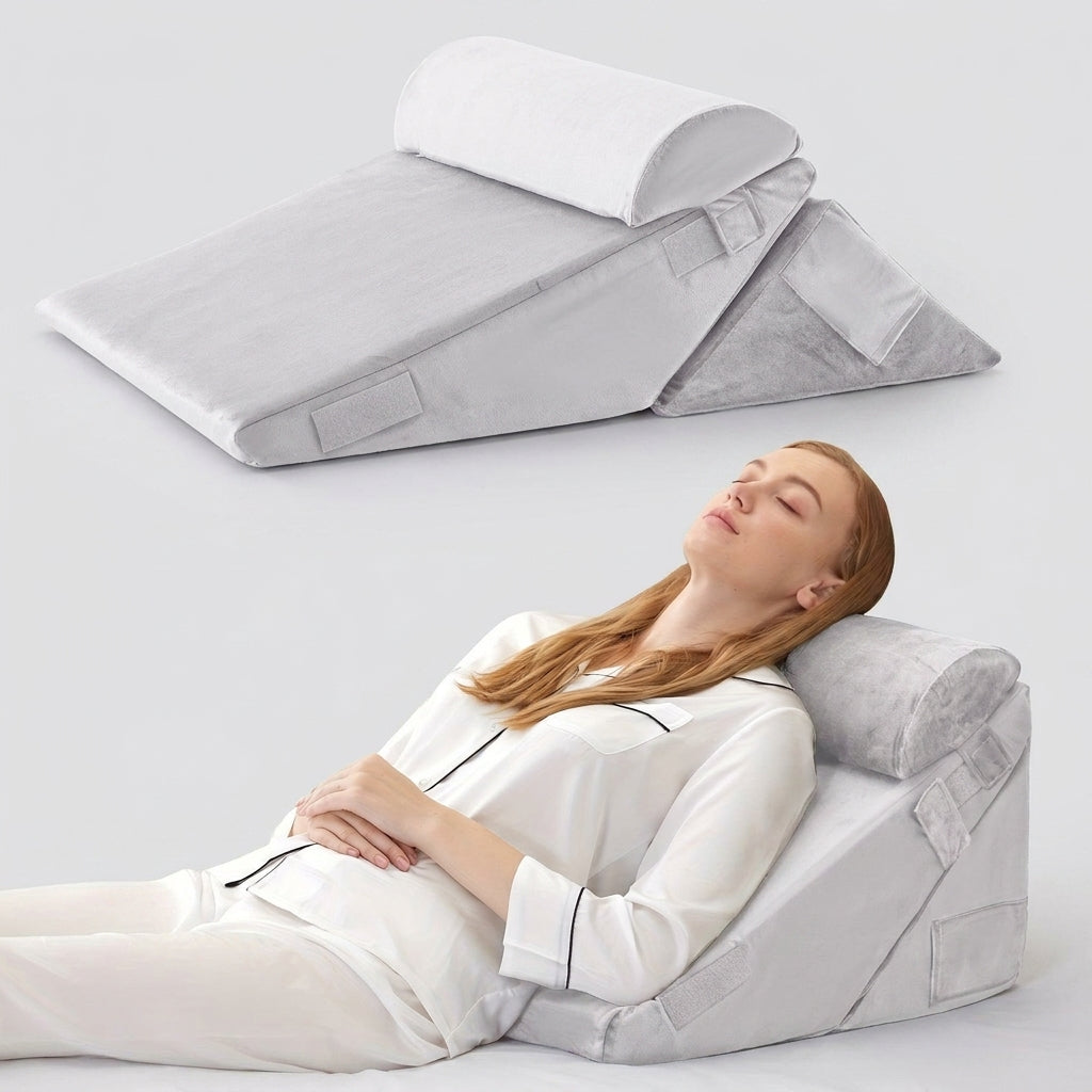 LISTINGOPT::kovosis::sleepluxe-adjustable-bed-wedge-pillow-for-comfort-support-leg-elevation::color-white-grey