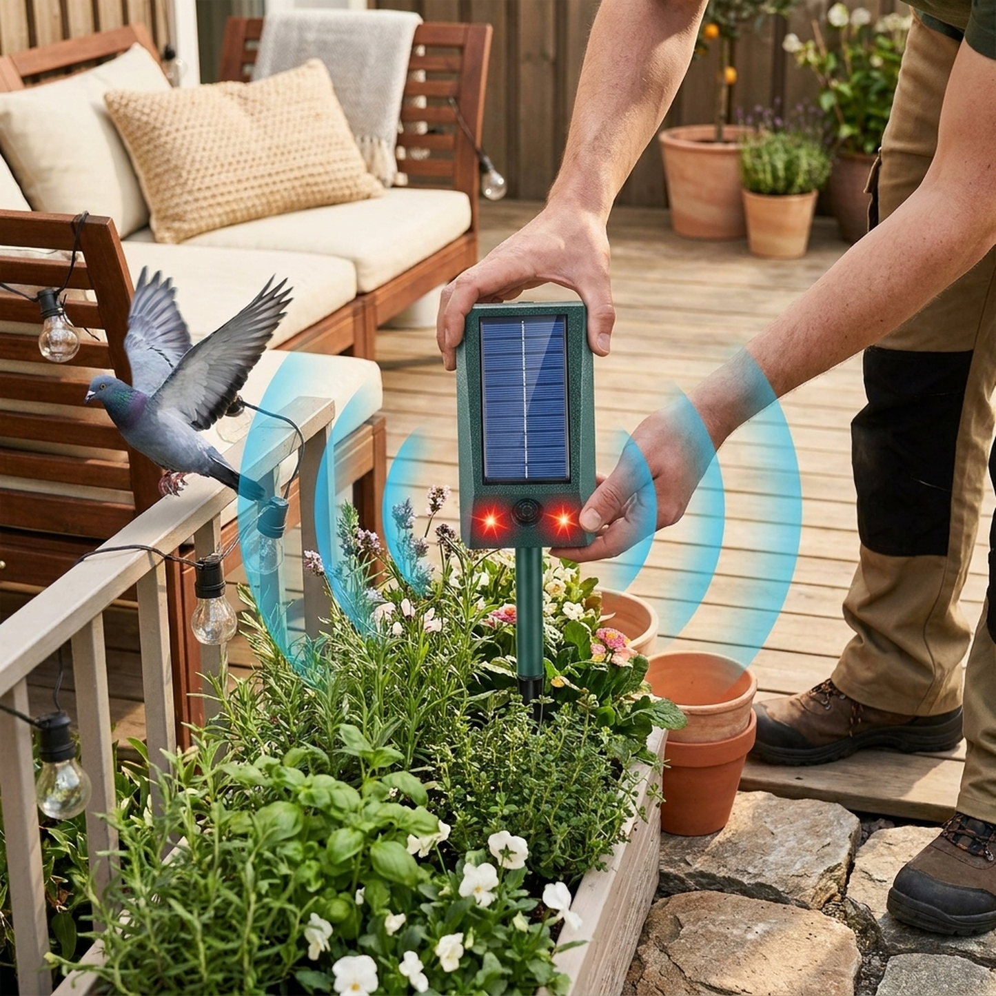 LISTINGOPT::kovosis::solar-ultrasonic-bird-repellent-for-quiet-protection::02-inuse