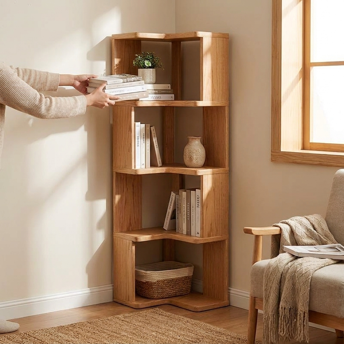 LISTINGOPT::kovosis::solid-pine-corner-cabinet-space-saving-storage::02-inuse