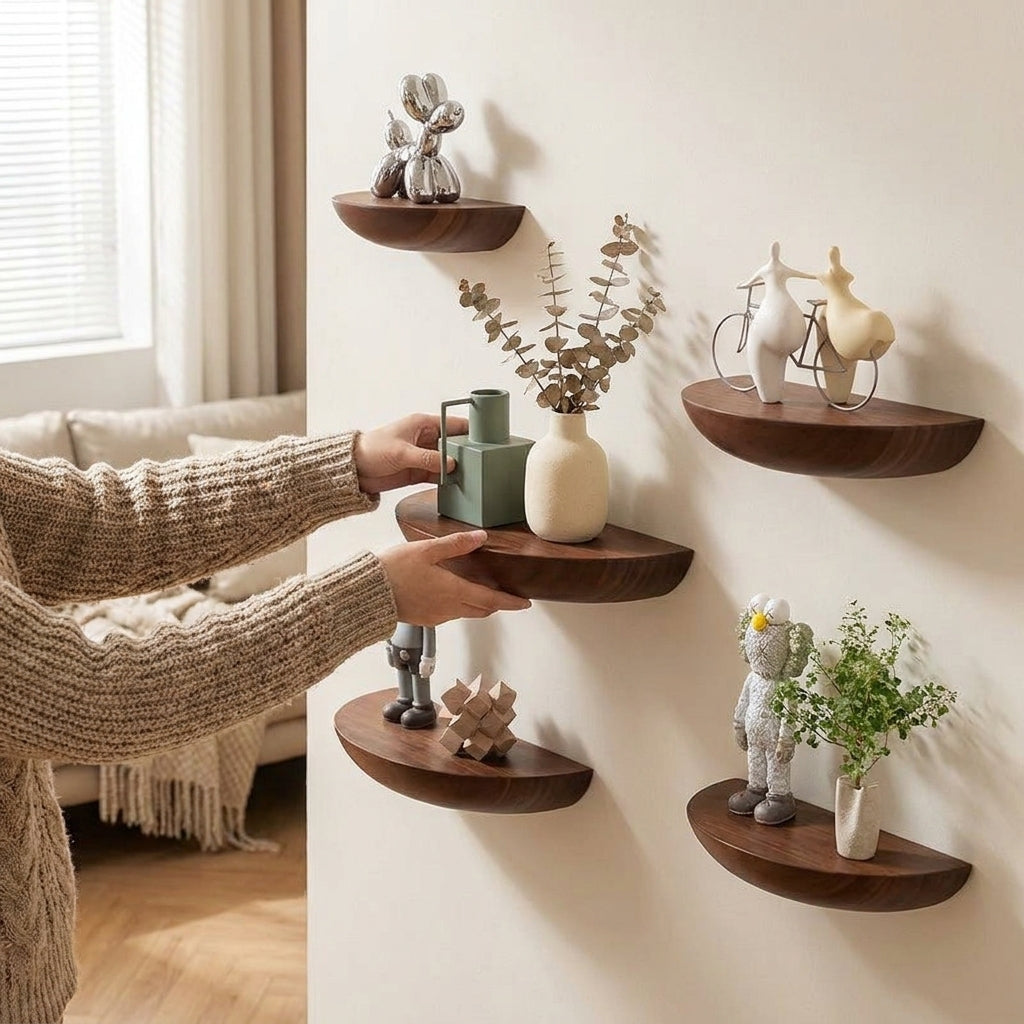 LISTINGOPT::kovosis::solid-wooden-semicircle-wall-shelves-background-entryway-decorative-floating-organization-storage-holders-bedroom-kitchen-racks::02-inuse