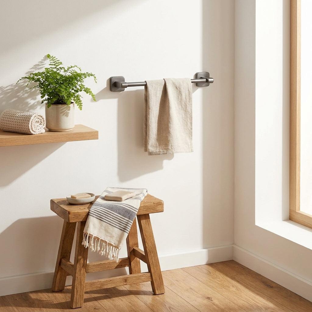 LISTINGOPT::kovosis::space-aluminum-towel-rod-self-adhesive-no-drilling-bathroom-kitchen-hand-towel-holder-plastic-base-sticky-installation::03-lifestyle