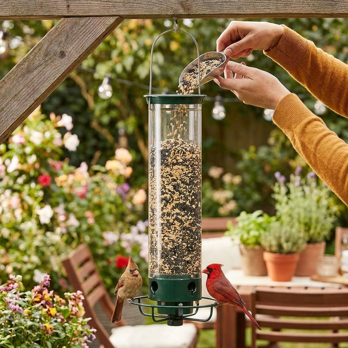 LISTINGOPT::kovosis::squirrel-proof-bird-feeder-for-peaceful-birdwatching::02-inuse