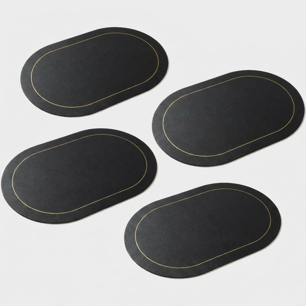 LISTINGOPT::kovosis::table-leather-placemats-set-of-146pcswashable-for-diningheat-resistant-non-slip-insulation-waterproof-place-mats::color-black