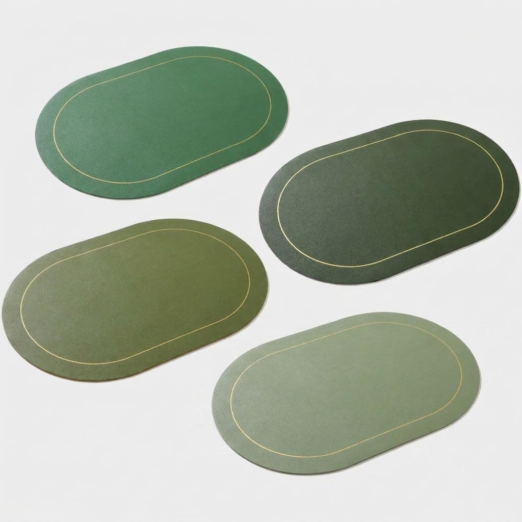 LISTINGOPT::kovosis::table-leather-placemats-set-of-146pcswashable-for-diningheat-resistant-non-slip-insulation-waterproof-place-mats::color-green