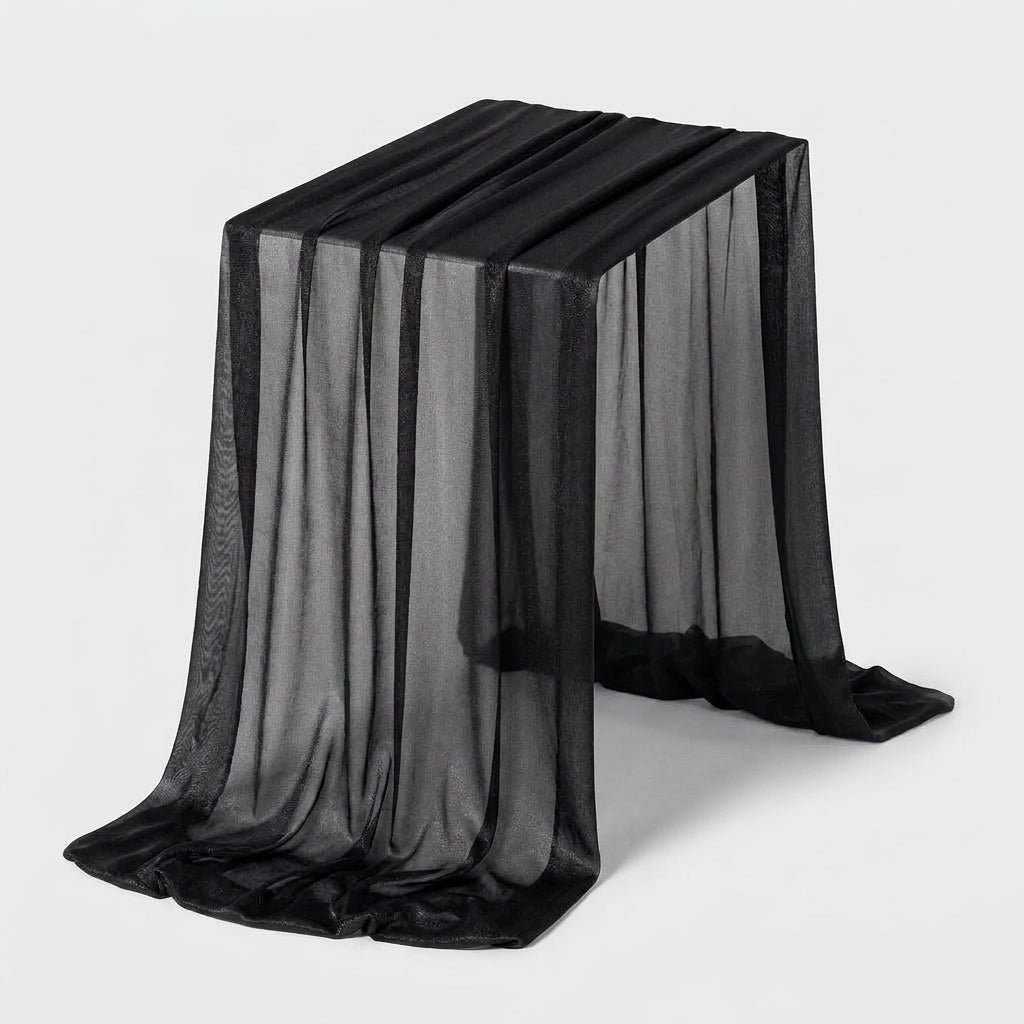 LISTINGOPT::kovosis::table-runner-luxury-sheer-for-wedding-rustic-boho-party-bridal-shower-birthday-christmas-decorations::color-black