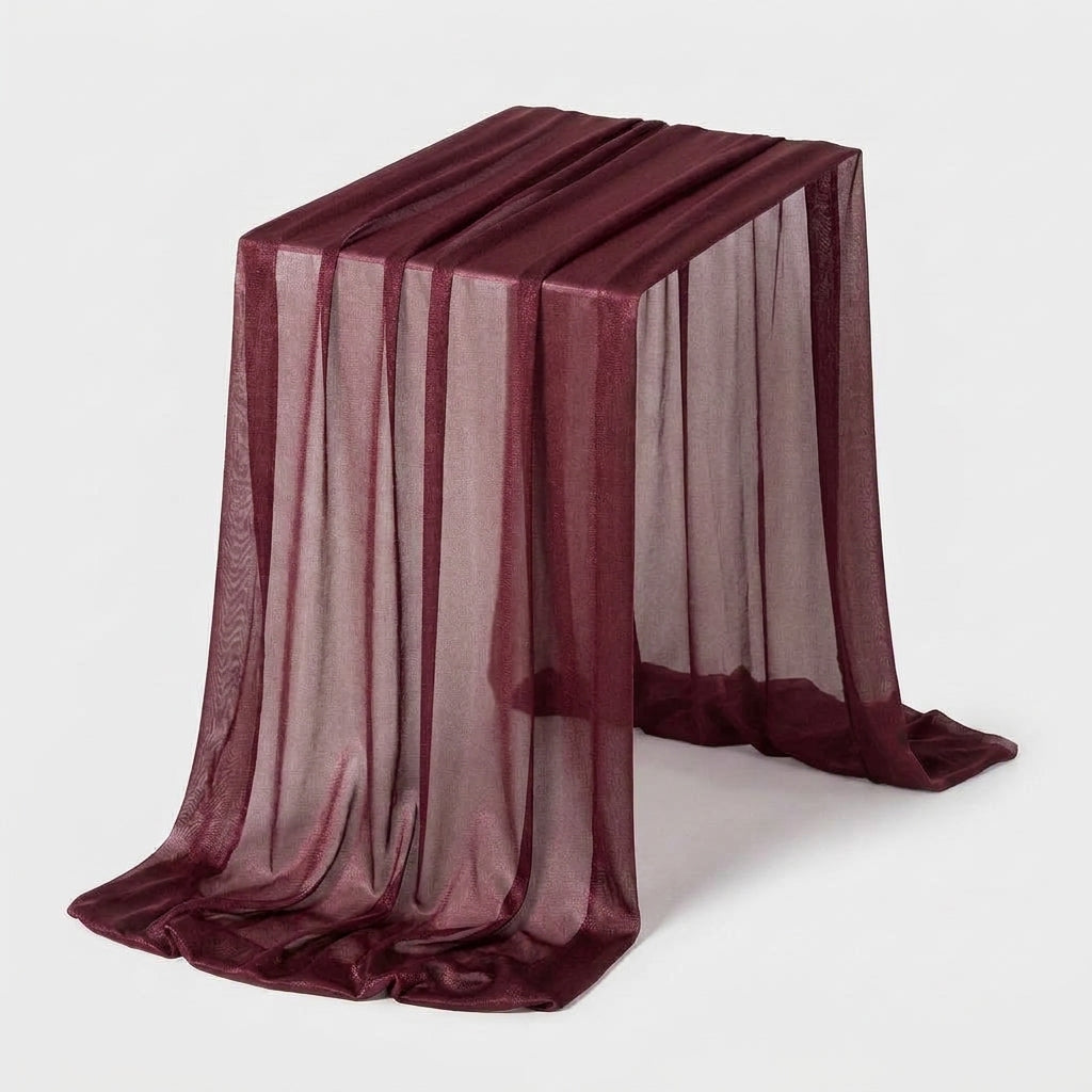 LISTINGOPT::kovosis::table-runner-luxury-sheer-for-wedding-rustic-boho-party-bridal-shower-birthday-christmas-decorations::color-burgundy