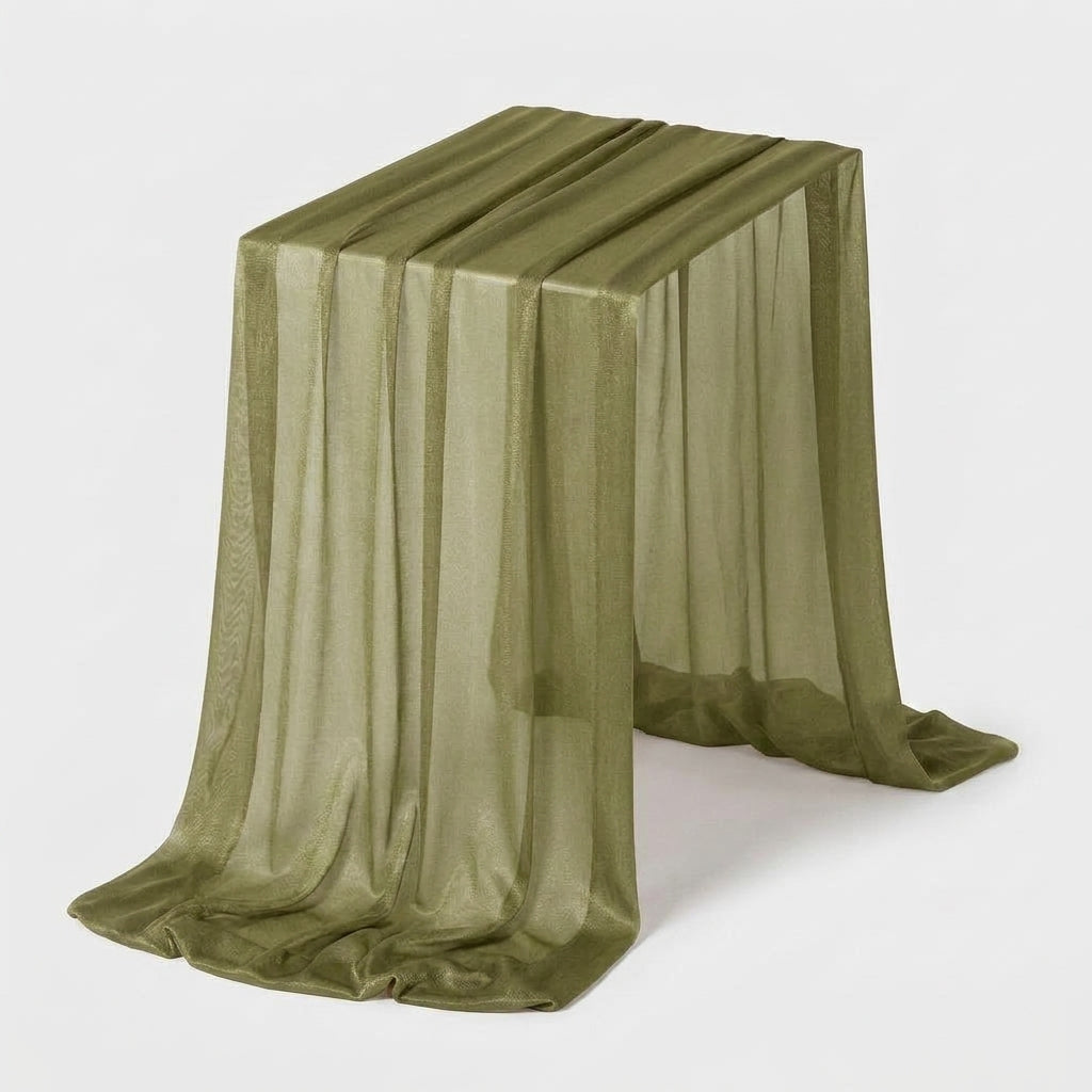 LISTINGOPT::kovosis::table-runner-luxury-sheer-for-wedding-rustic-boho-party-bridal-shower-birthday-christmas-decorations::color-olive-green