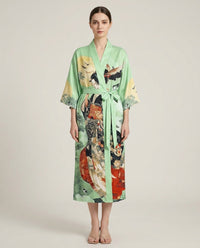 LISTINGOPT::kovosis::traditional-ethnic-japanese-vintage-beauty-print-mid-length-seven-eighth-sleeve-satin-kimono-cardigan-thin-outerwear-for-women-european-and-american-elegant-street-style-casual-loose-cover-up-beach-travel-vacation-uchikake-japanese-style-thin-cape::01-front