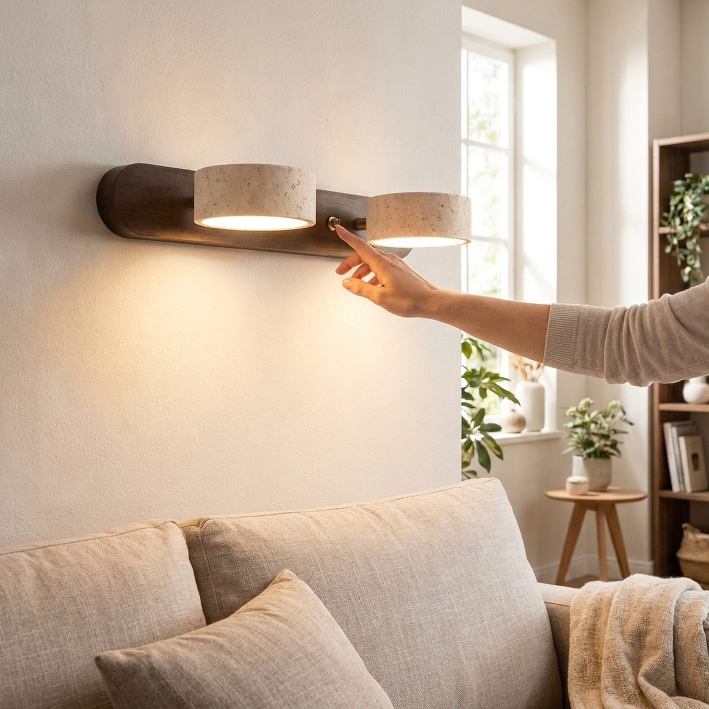 LISTINGOPT::kovosis::travertine-led-wall-light-sculptural-ambience::02-inuse