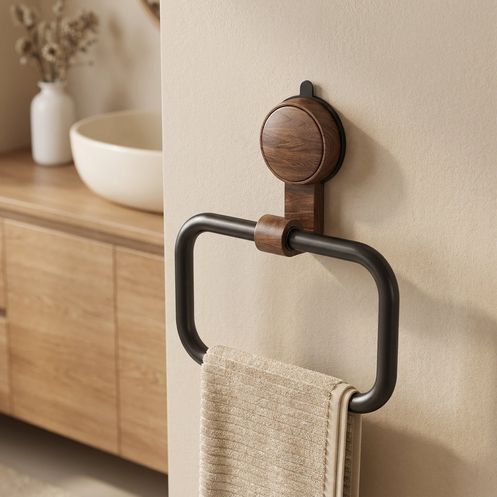 LISTINGOPT::kovosis::vintage-walnut-wood-towel-ring-with-suction-cup-mount-no-drill-wall-mounted-bathroom-towel-holder-stainless-steel-frame::01-hero