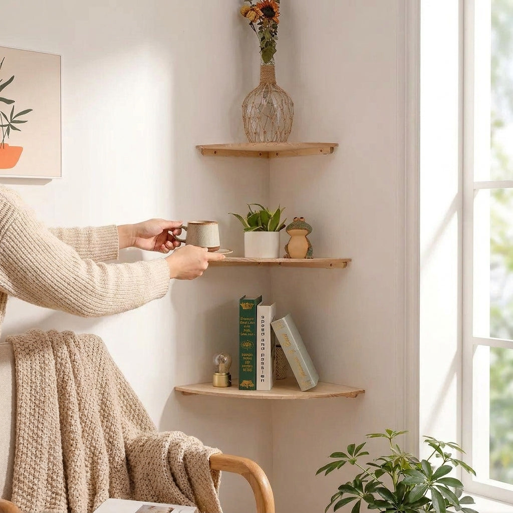 LISTINGOPT::kovosis::wall-corner-shelves-wood-floating-wall-shelf-round-end-wall-mounted-floating-corner-shelf-for-bedroom-living-room-and-kitchen::02-inuse