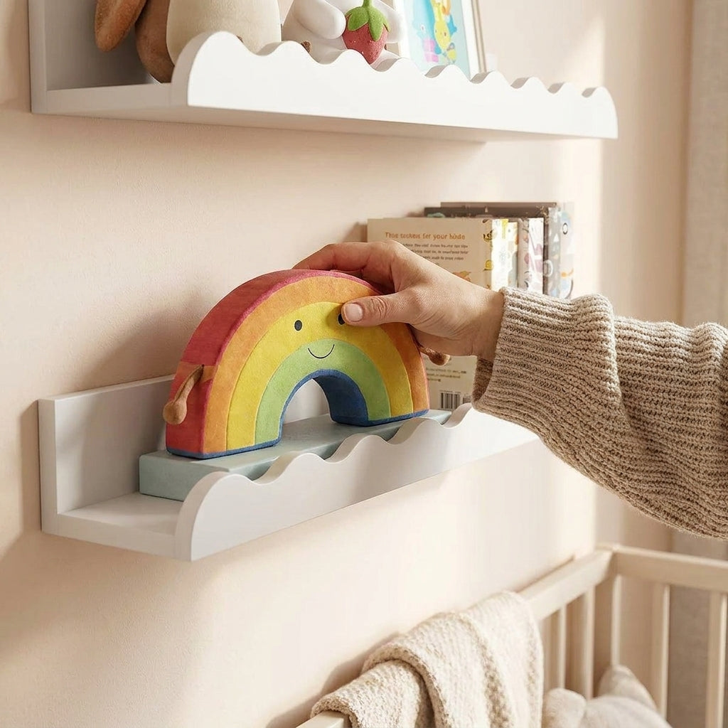 LISTINGOPT::kovosis::white-wavy-wooden-floating-shelf-bedroom-wall-mounted-shelf-storage-wall-rack-home-toys-organizer-books-ledge-nursery-wall-decor::02-inuse