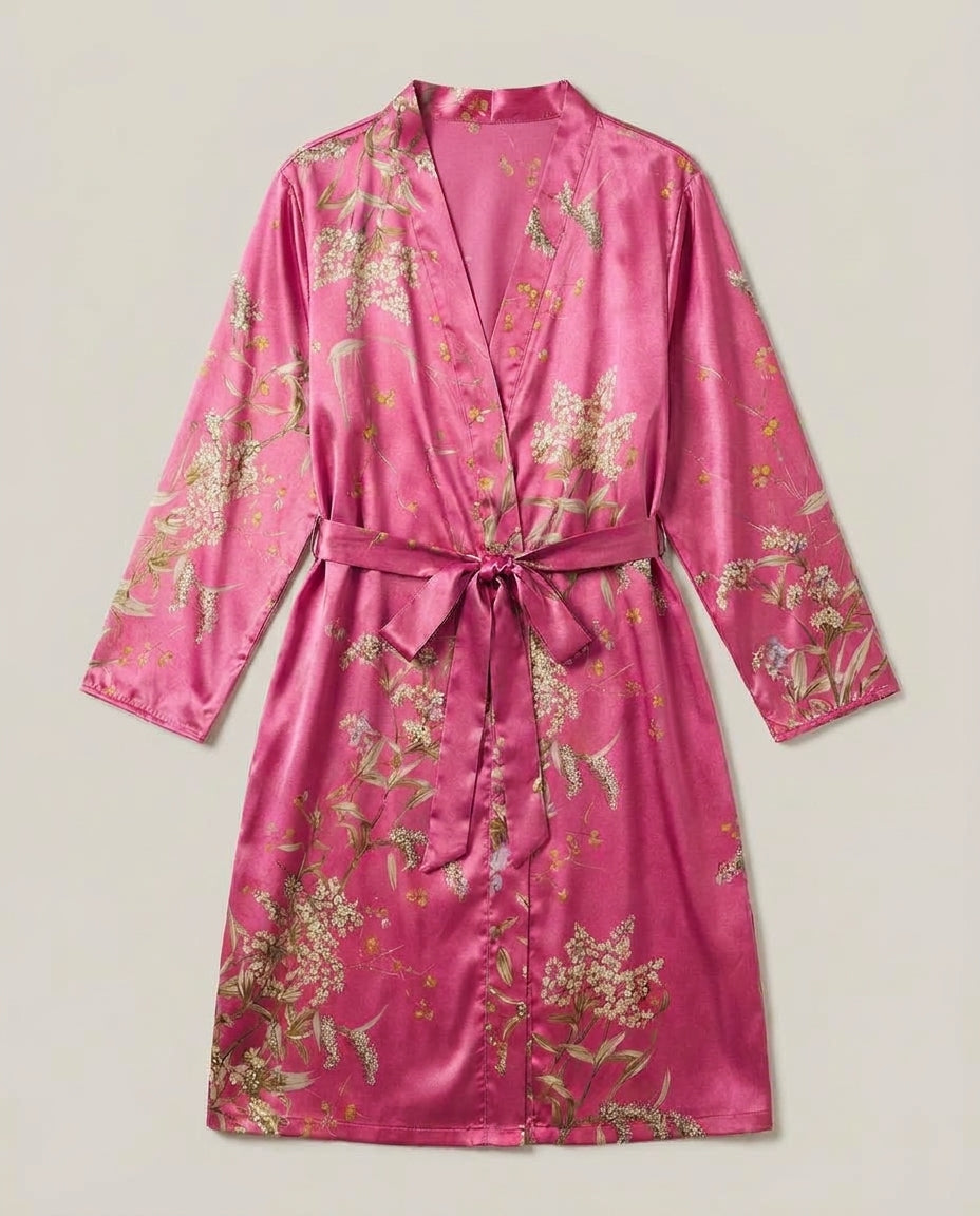 LISTINGOPT::kovosis::womens-elegant-floral-print-satin-robe-with-v-neck-and-belt-casual-all-season-sleepwear-for-autumn-and-winter-autumn-winter-robe-floral-print-robe-satin-finish-robe::color-pink