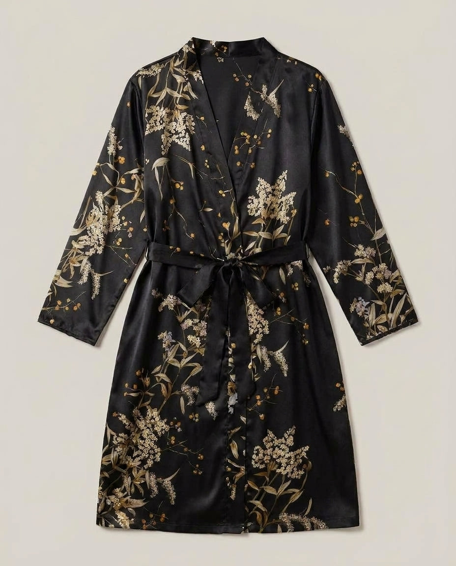 LISTINGOPT::kovosis::womens-elegant-floral-print-satin-robe-with-v-neck-and-belt-casual-all-season-sleepwear-for-autumn-and-winter-autumn-winter-robe-floral-print-robe-satin-finish-robe::color-black