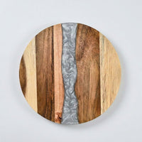 LISTINGOPT::kovosis::wood-resin-charcuterie-board-resin-cutting-board-for-kitchen-and-mini-bar-for-meatcheese-bread-vegetables-fruitsroundness::color-silver