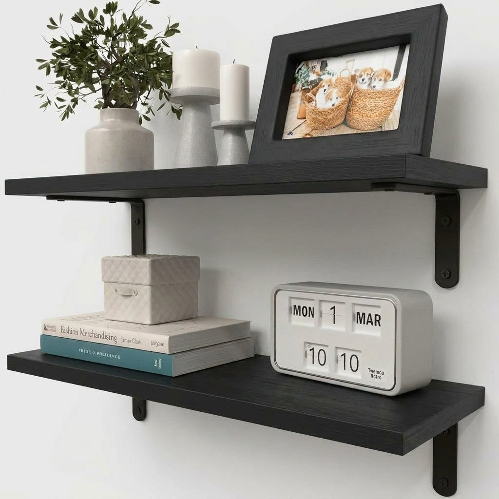 LISTINGOPT::kovosis::wooden-wall-floating-shelves-2-sets-shelves-for-wall-decor-bathroom-storage-bedroom-living-room::color-black