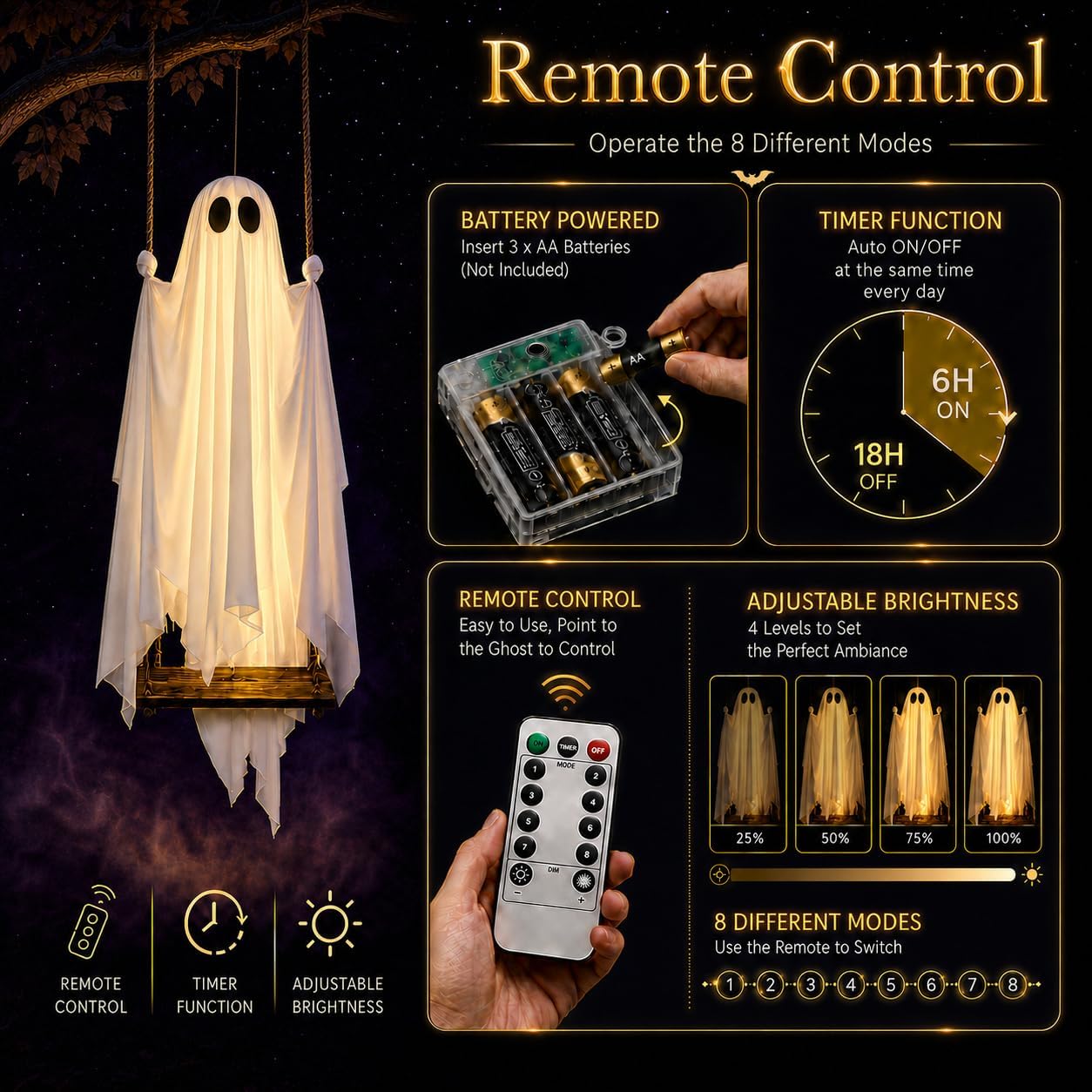 Swinging Ghost Lighting for Haunted Charm
