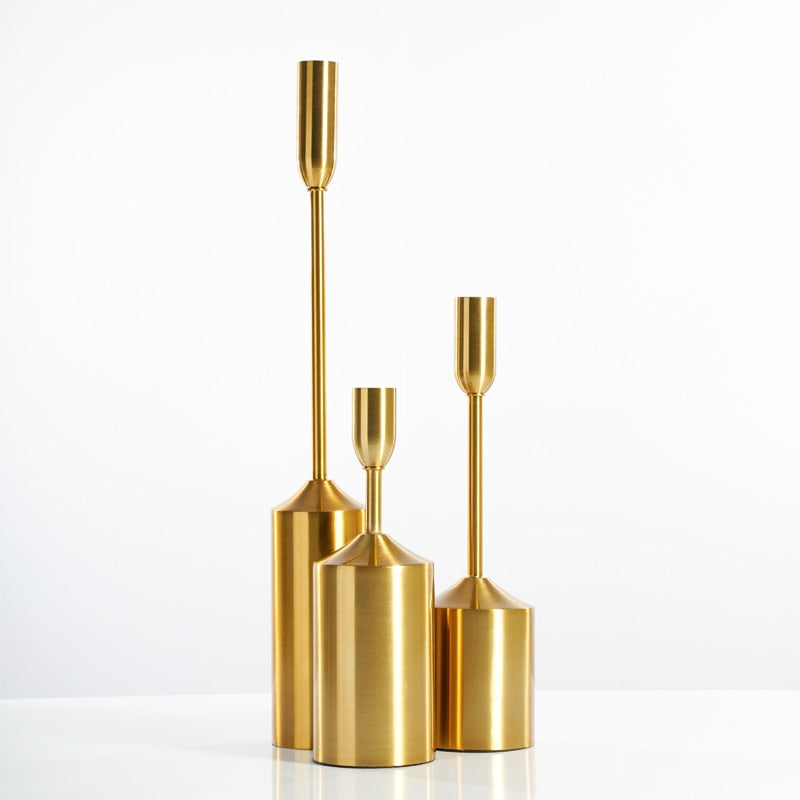 Golden Candle Holder Set For Warm Ambiance