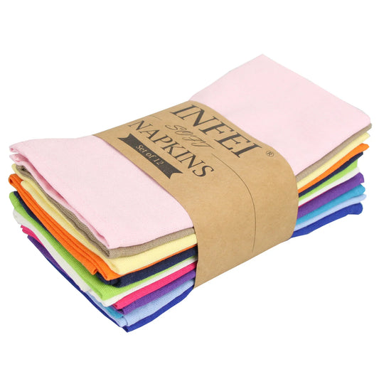 Set da 12 pezzi di tovaglioli in tessuto misto cotone e lino 40x40 cm, tovagliette morbide per tavola da pranzo, asciugamani da tè per uso domestico e eventi