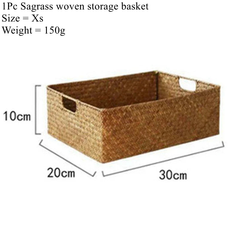 Zerolife-Woven Seagrass Basket for Home Decor, Natural Wicker Basket, Storage Basket, Fruit Bread Towel, Kitchen Table, Rattan