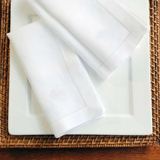 Serviettes en lin blanc avec ourlet ajouré (lot de 6)