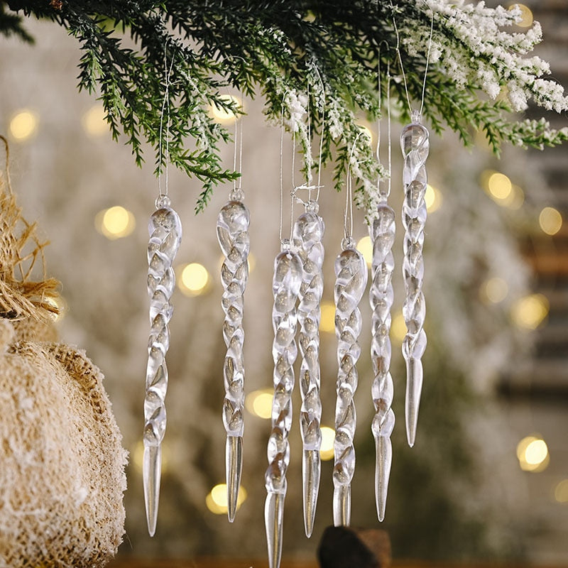 Artificial Icicle Ornaments For Frosted Tree Drama