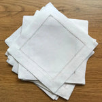 Serviettes en lin blanc avec ourlet ajouré (lot de 6)