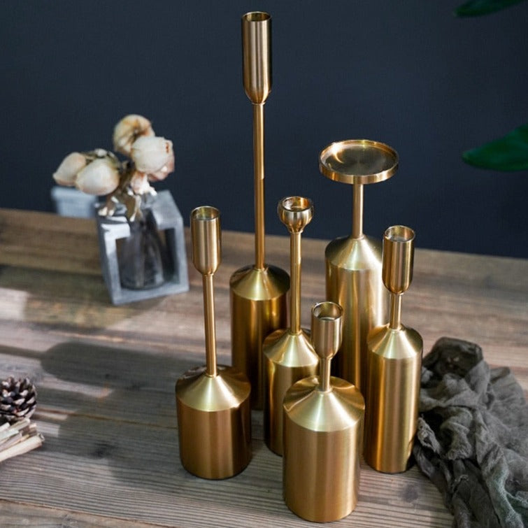 Golden Candle Holder Set For Warm Ambiance