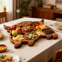Cow-Shaped Wooden Charcuterie Board