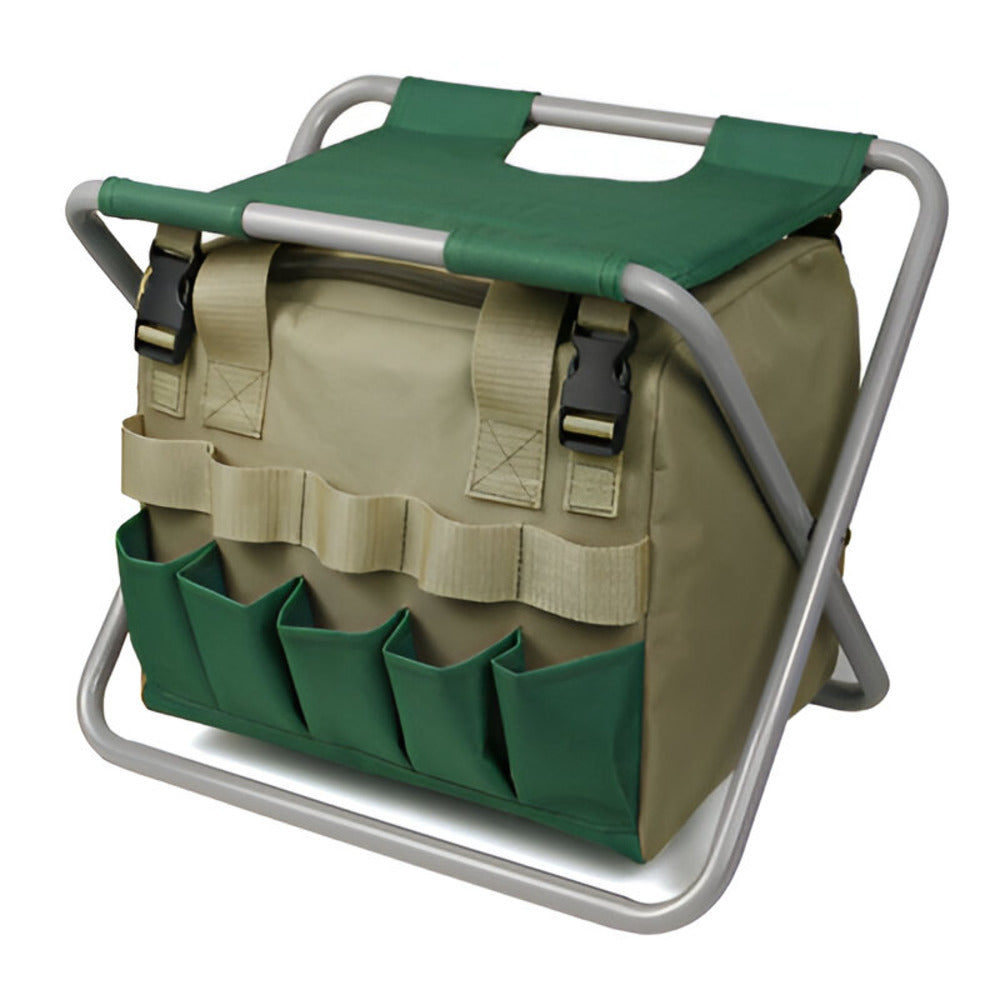 Garden Tool Set With Folding Stool for Easy Planting