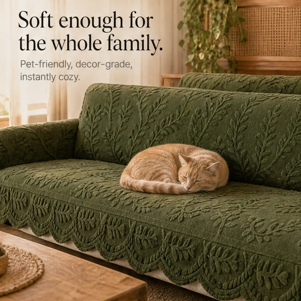Botanical Plush Sofa Cover For Artful Protection