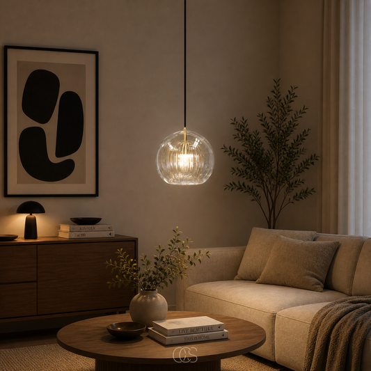 Maye Glass Globe Pendant Lamp - Amber
