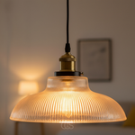 Vintage Glass and Metal Hanging Lamp