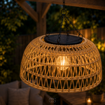 Solar Rattan Pendant Light for Warm Outdoor Ambience