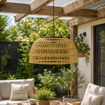 Solar Rattan Pendant Light for Warm Outdoor Ambience