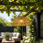 Solar Rattan Pendant Light for Warm Outdoor Ambience