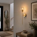 Lámpara de Pared Vintage Dorada con Esfera de Cristal