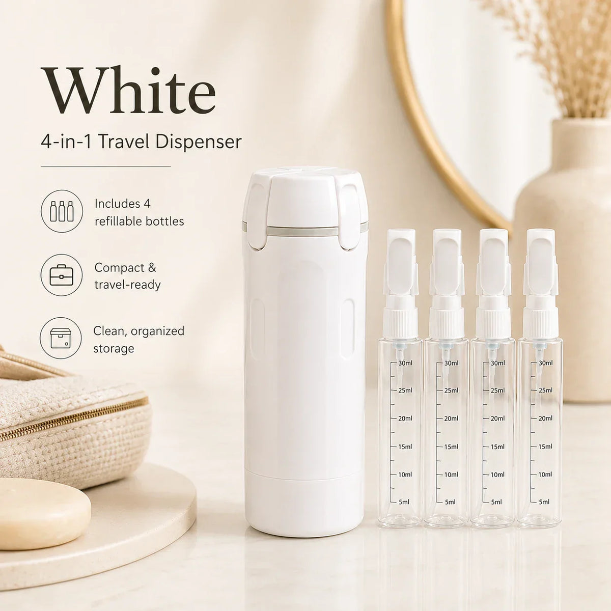 PourPod 4-in-1 Dispensing Travel Bottle