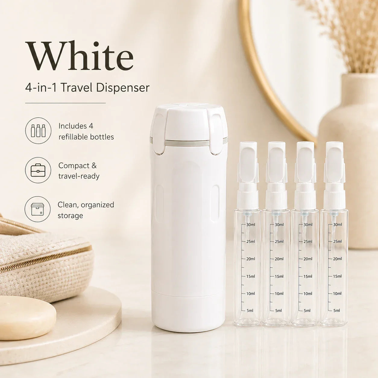 PourPod 4-in-1 Dispensing Travel Bottle
