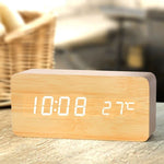 Natural Wood LED Alarm Clock – Warms Your Bedside