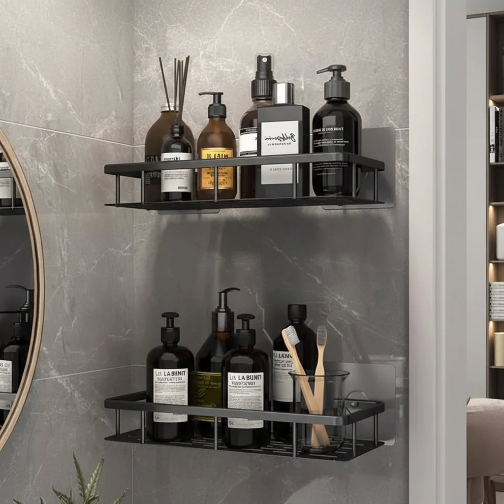 Adhesive Bathroom Shelf for Drill-Free Style