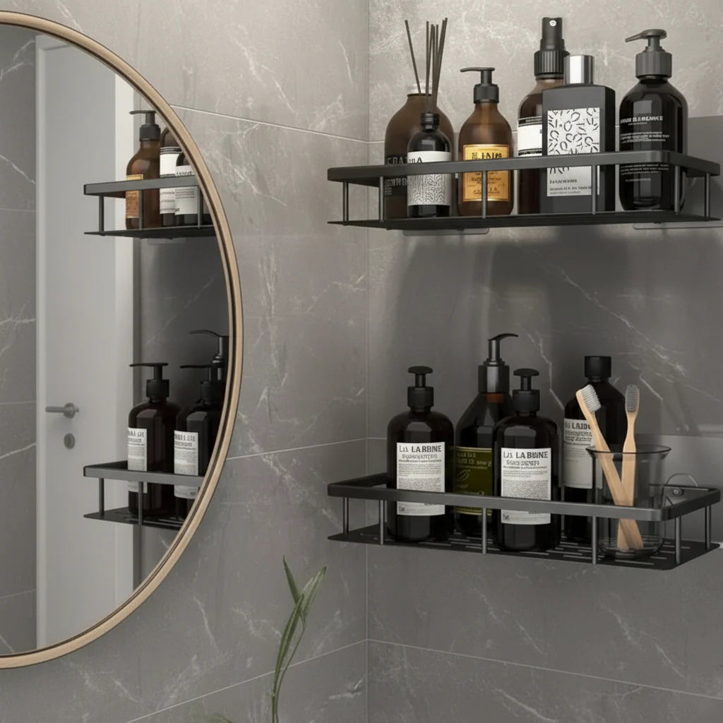 Adhesive Bathroom Shelf for Drill-Free Style