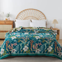 Flowers Cotton Blanket Bedspread Cooling Quilt