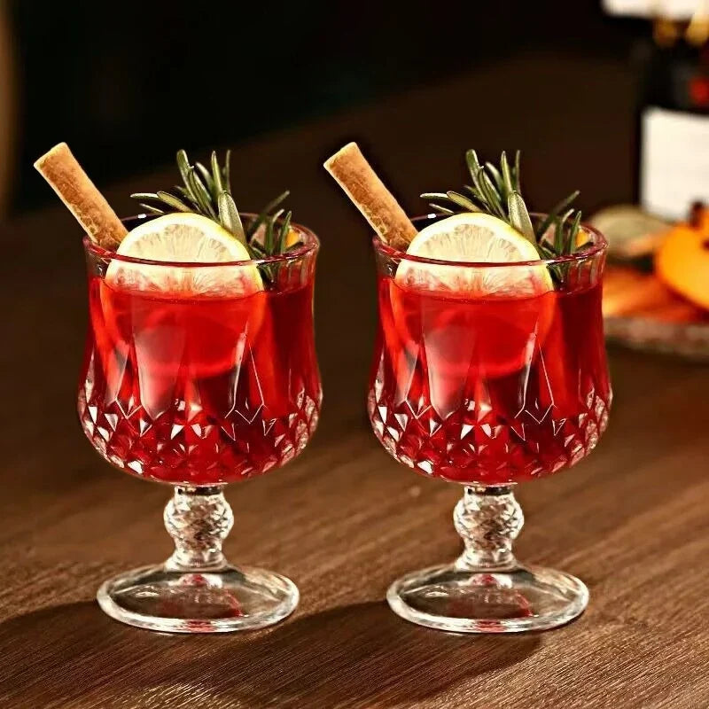 Vintage křišťálový pohár na destiláty, koktejly a víno s rytým motivem, sklenice na whisky, džus, pivní džbánek, nápojové nádobí do domácího baru