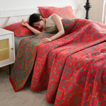 Trapunta WASART in mussola di cotone puro a dodici strati, coperta da divano con stampa floreale bohemien, copriletto estivo di lusso sottile per letto matrimoniale king size