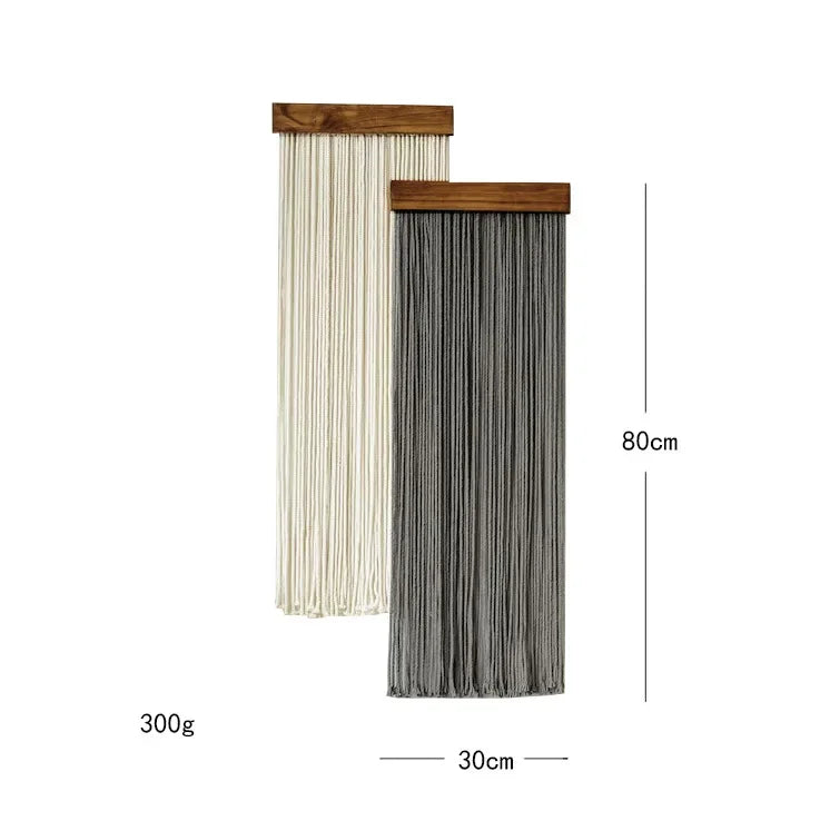 Tenture murale macramé avec bâton en bois